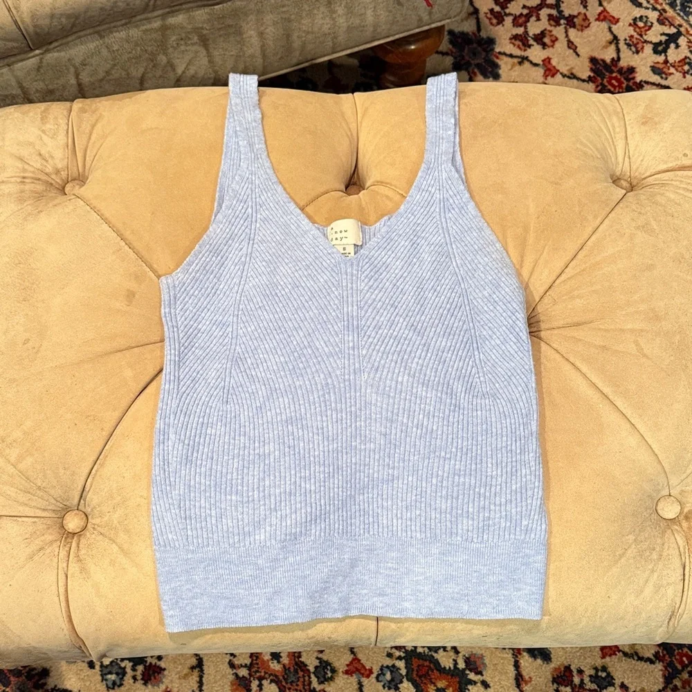 Light Blue Ribbed Tank Top - Picture 1 of 3